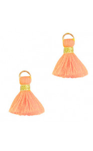 Ibiza style Tassel 1.5cm Gold-neon peach